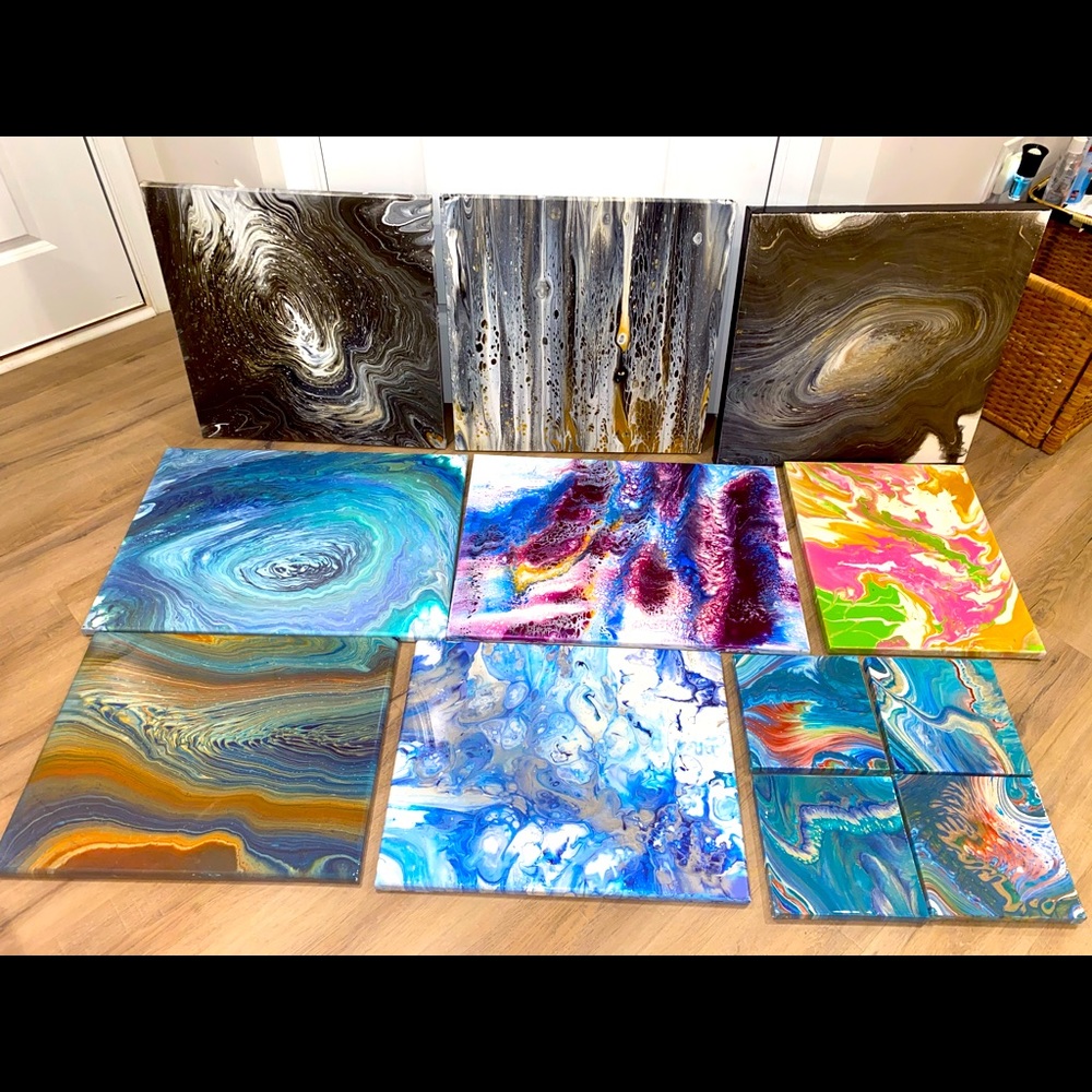 Handmade Canvas Epoxy Resin Pours